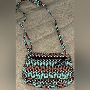 Vera Bradley Crossbody Shoulder Bag Sierra Stream Pattern Brown Teal White New